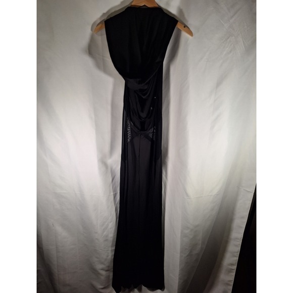 SHEIN Black Cowl Neck Mesh Insert Maxi Dress Size S - Picture 3 of 7